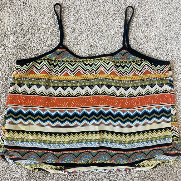 Sans Souci Print Flowy Crop Tank Top | Size M | 100% Polyester - Picture 1 of 4